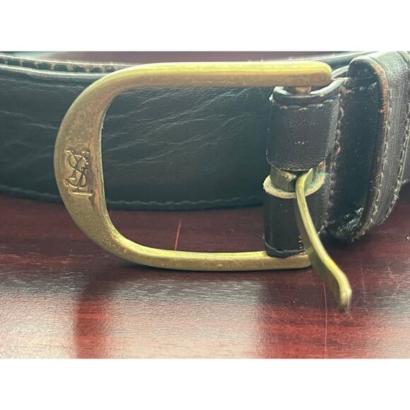 VTG YSL Belt Size 40 Solid Brass Buckle Brown Kipskin Saddle Leather Flaws - Picture 4 of 10